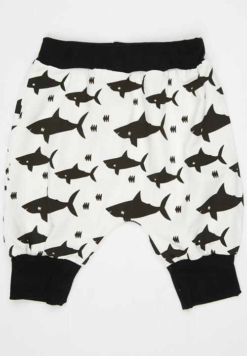 Pop Candy - Printed Harem Pants Black and White