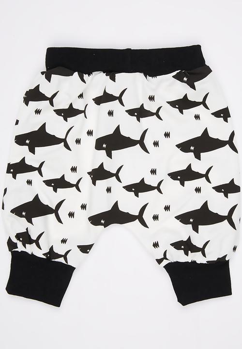 Pop Candy - Printed Harem Pants Black and White