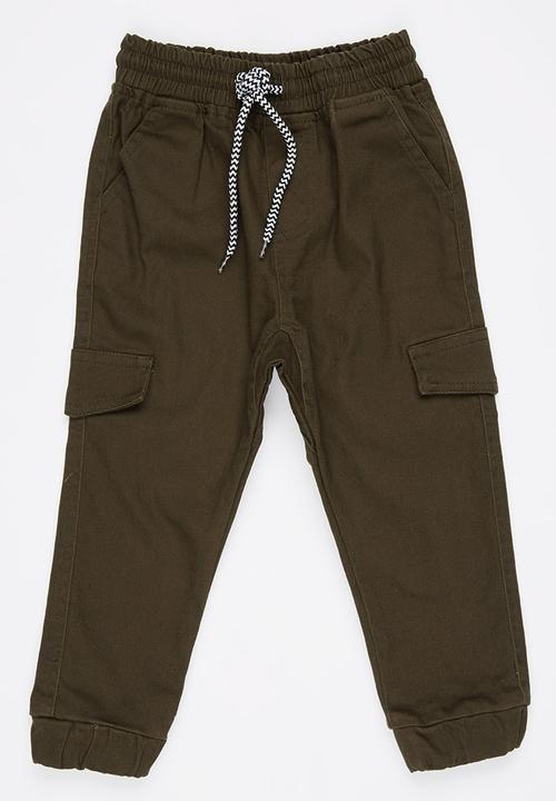 Pop Candy - Cargo Jogger Pants Khaki Green