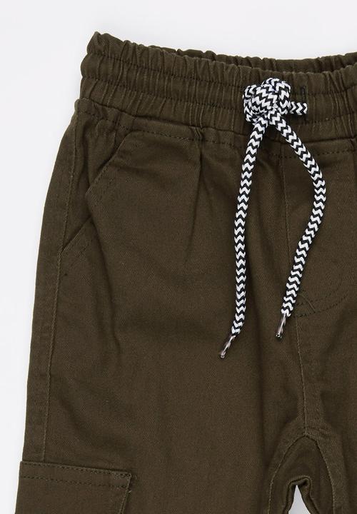 Pop Candy - Cargo Jogger Pants Khaki Green