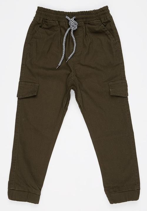 Pop Candy - Cargo Jogger Pants Khaki Green