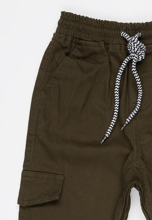 Pop Candy - Cargo Jogger Pants Khaki Green
