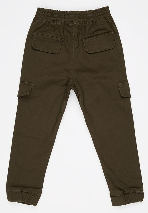 Pop Candy - Cargo Jogger Pants Khaki Green