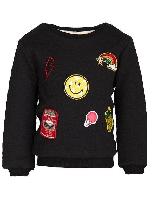 Pop Candy - Lined Sweater With Badge Detail Black