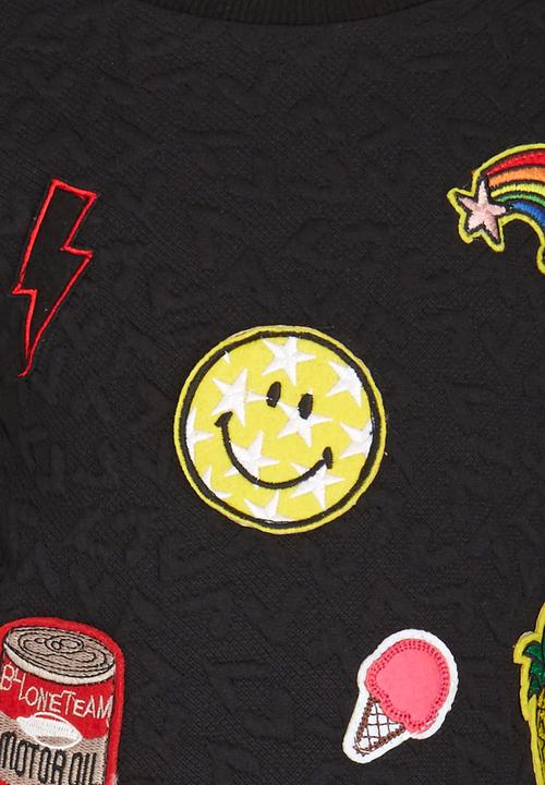 Pop Candy - Lined Sweater With Badge Detail Black