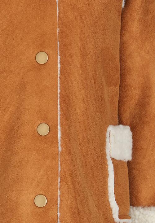 Pop Candy - Sherpa Lined Jacket Tan