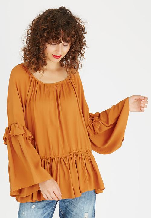 STYLE REPUBLIC - Boho Volume Blouse Mid Brown