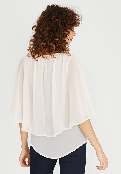 edit - V-neck Blouse with Drape Detail Pale Pink