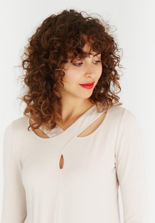 edit - Cut-out Knit Long Sleeve Top Stone