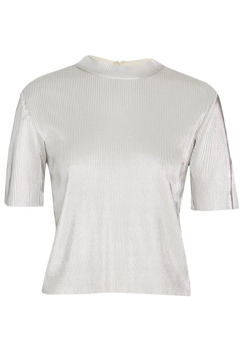 ONLY - Farol Short Sleeve Pleated Top Silver