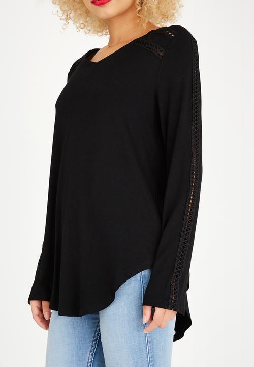 G Couture - Top with Inset Detail Black