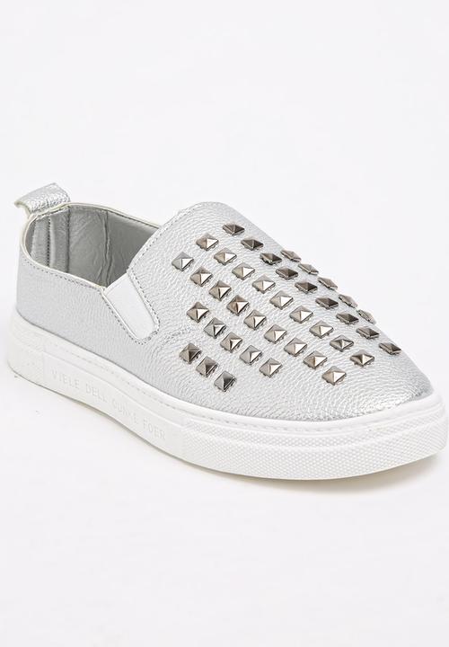 Pop Candy - Slip-ons with Stud Detail Silver