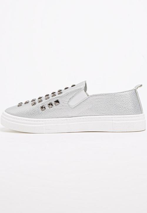 Pop Candy - Slip-ons with Stud Detail Silver