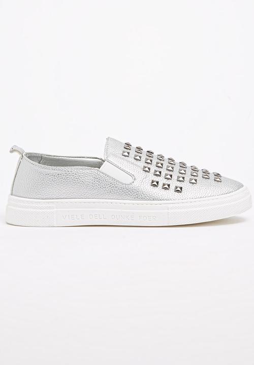 Pop Candy - Slip-ons with Stud Detail Silver