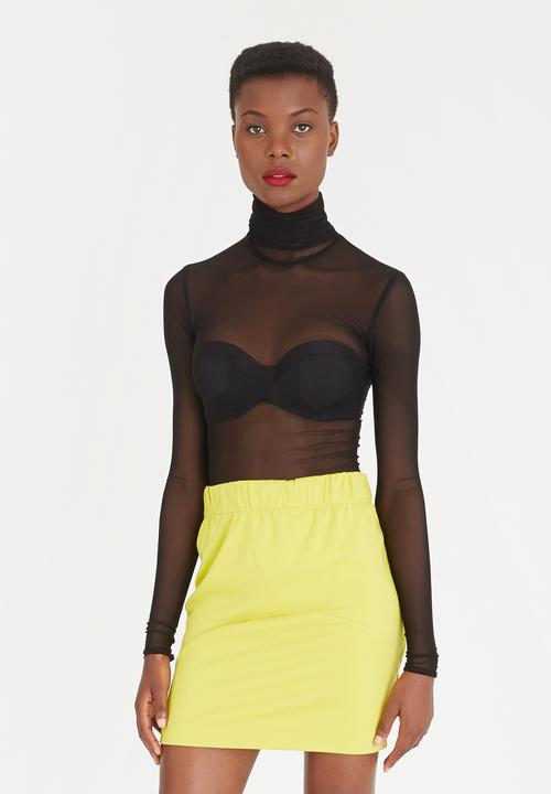 black polo neck bodysuit