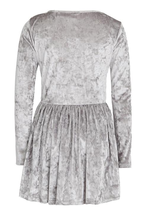 Rebel Republic - Velour Skater Dress Silver