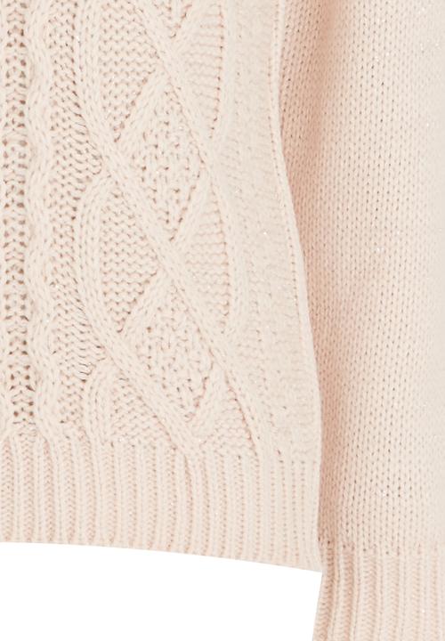 See-Saw - Cable Knit with Silver Lurex Detail Mid Pink