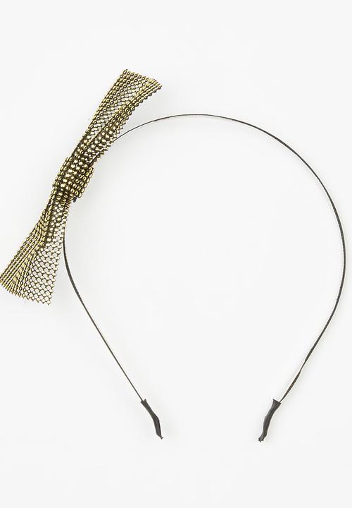 Jewels and Lace - Bow Headband Gold