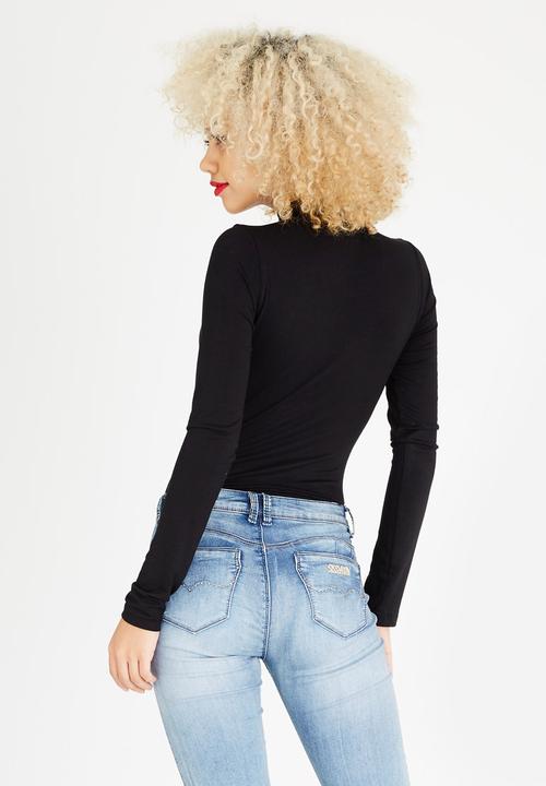 c(inch) - Choker Neckline Bodysuit Black
