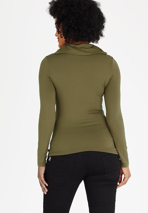 edit Maternity - Poloneck Feeding Top Khaki Green