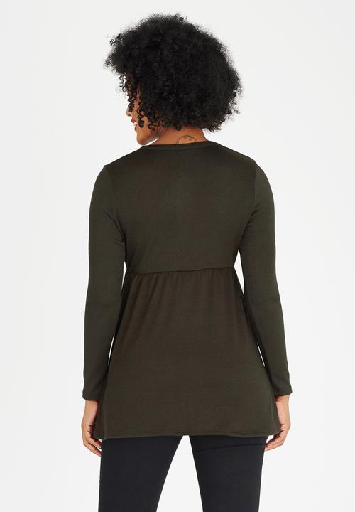 Cherry Melon - Long Sleeve Skater Top Khaki Green