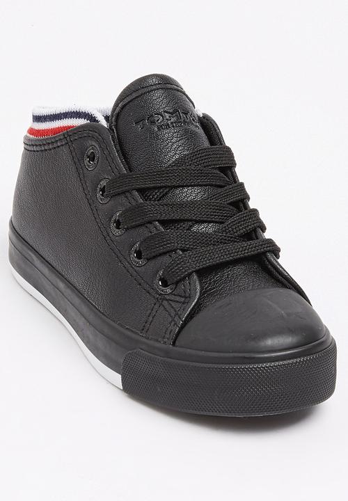 Foot Focus - PU Hi Top Sneaker Black