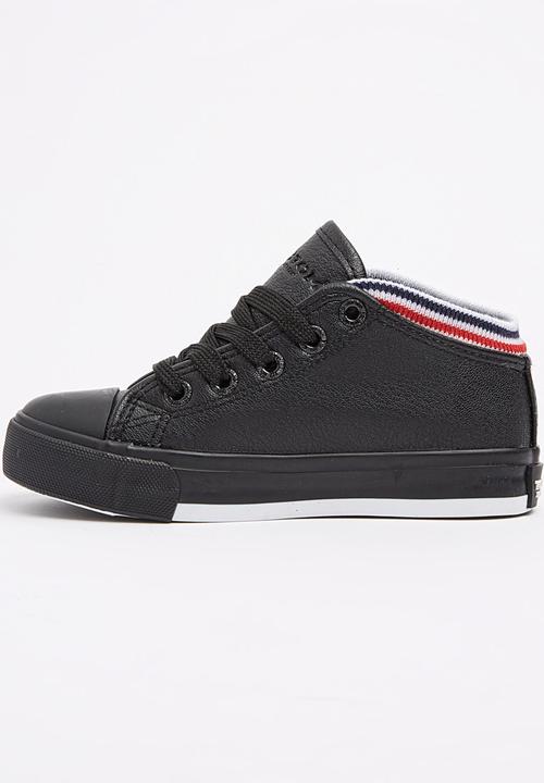 Foot Focus - PU Hi Top Sneaker Black