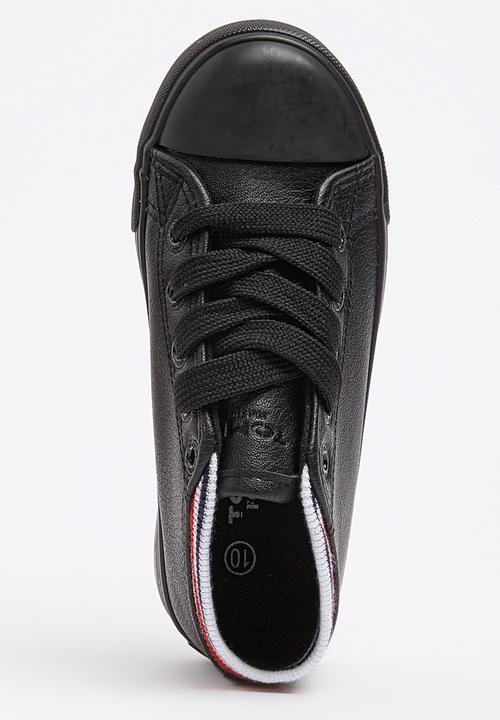 Foot Focus - PU Hi Top Sneaker Black