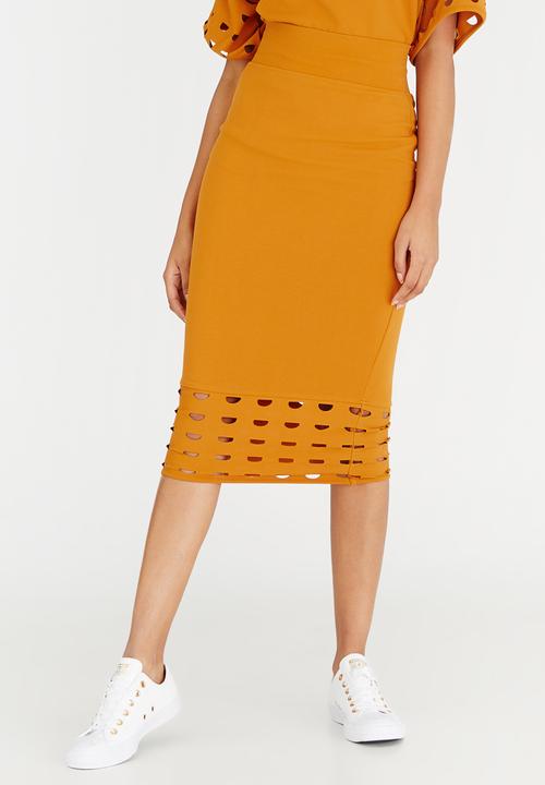 Isabel de Villiers - Laser Cut Pencil Skirt Yellow