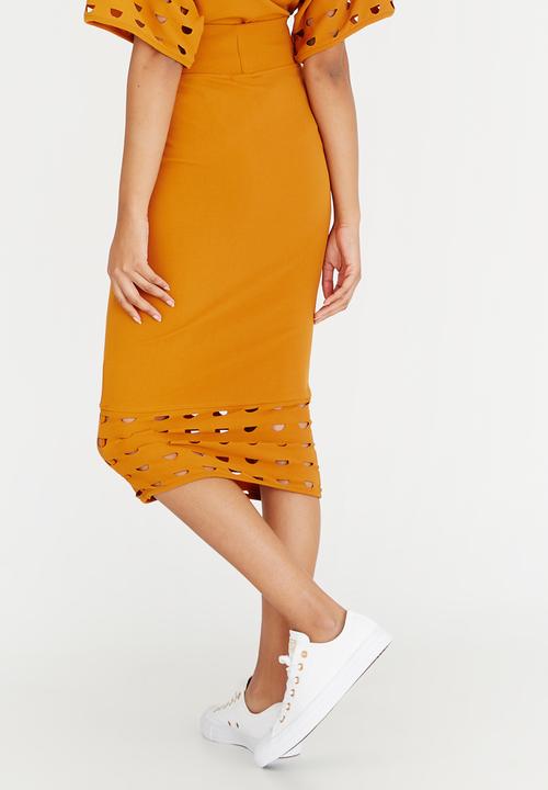 Isabel de Villiers - Laser Cut Pencil Skirt Yellow