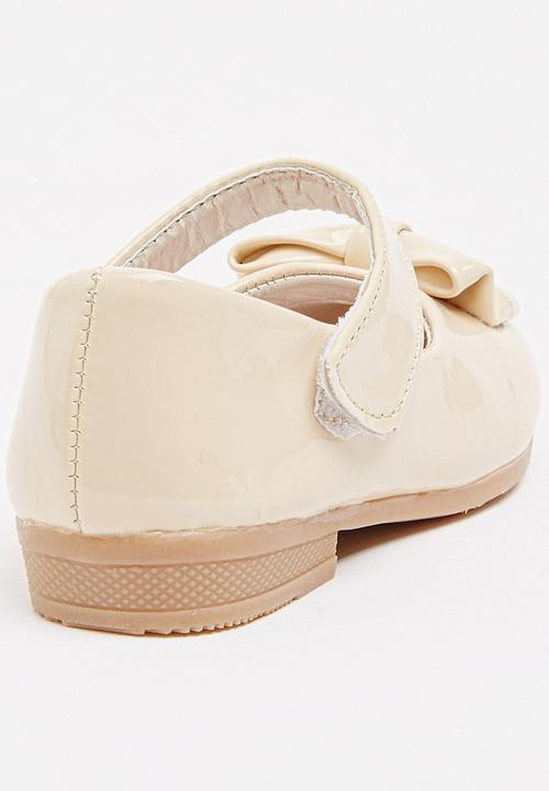 Jumbo - Girls Glitter Pump with Bow Tan