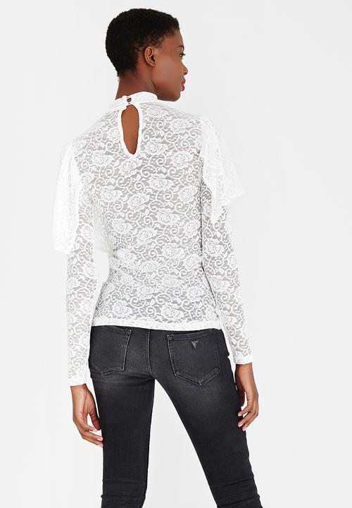 STYLE REPUBLIC - Lace Frill Top Cream