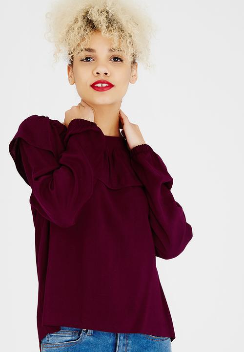 c(inch) - Boat Neck Blouse Dark Red
