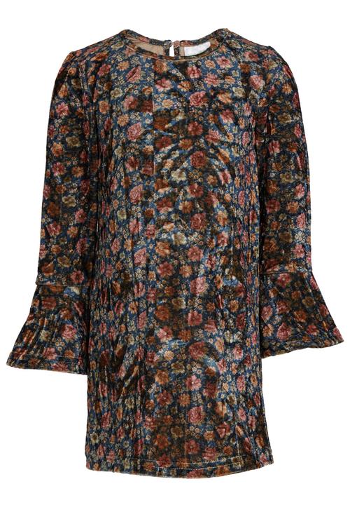 See-Saw - Bell Sleeve Velour Dress Multi-colour