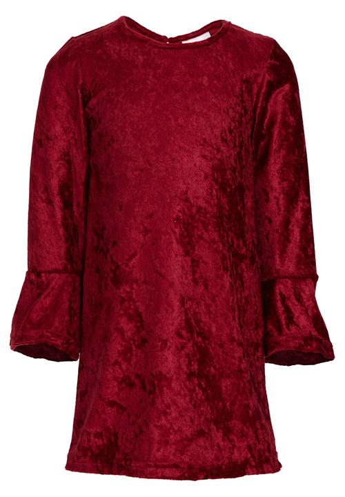 See-Saw - Bell Sleeve Velour Dress Dark Red