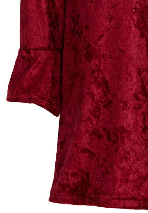 See-Saw - Bell Sleeve Velour Dress Dark Red