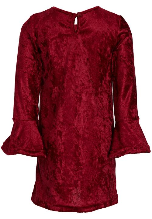 See-Saw - Bell Sleeve Velour Dress Dark Red