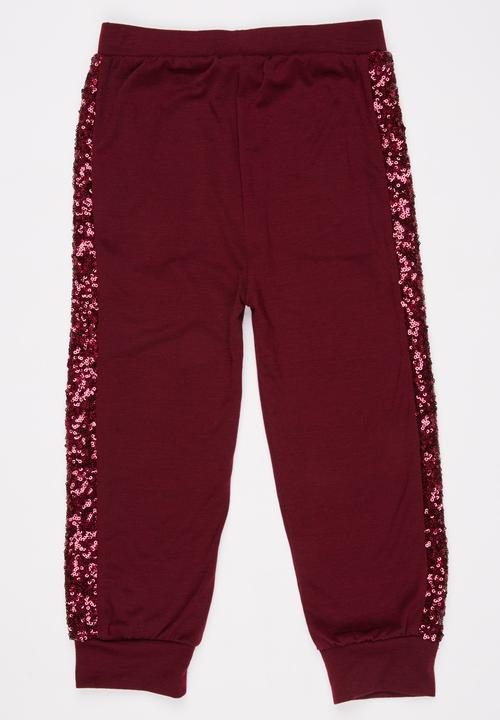 See-Saw - Sequin Inset Jogger Dark Red