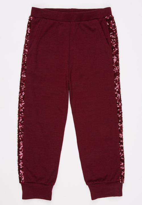 See-Saw - Sequin Inset Jogger Dark Red