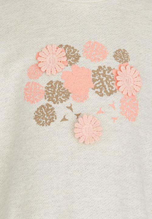 See-Saw - Flower Print Sweater Cream
