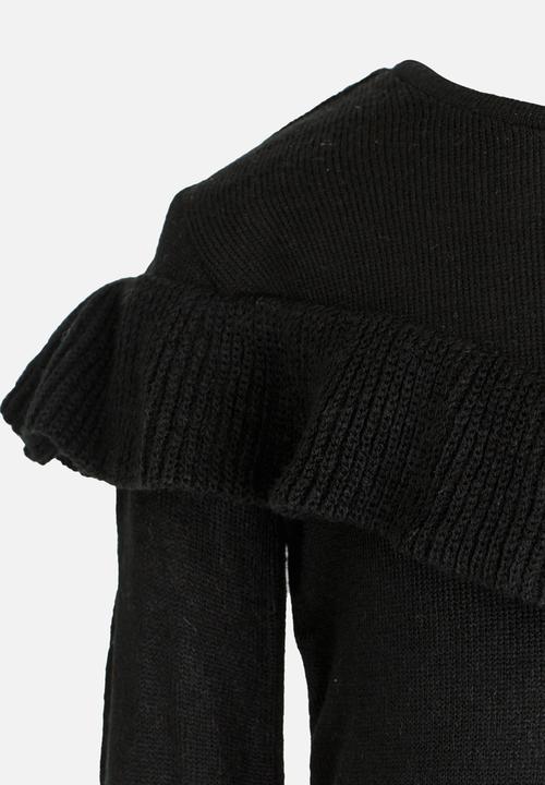 See-Saw - Pullover Jersey with Frill Black