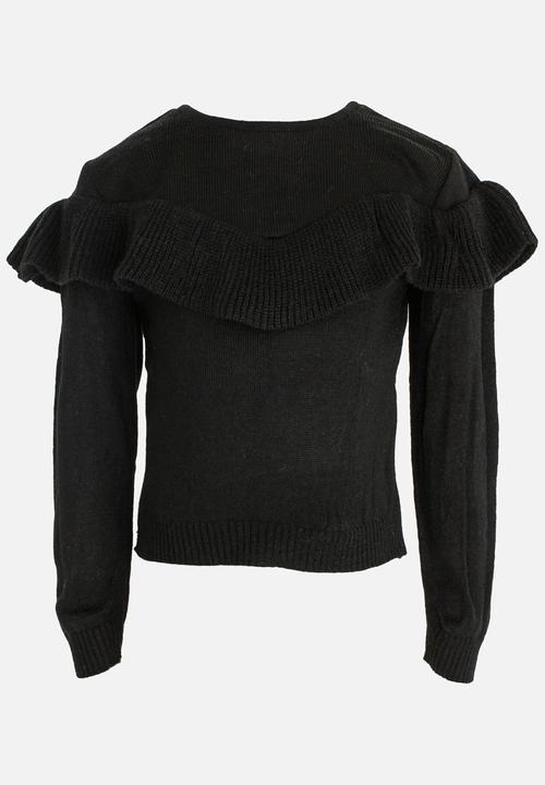See-Saw - Pullover Jersey with Frill Black