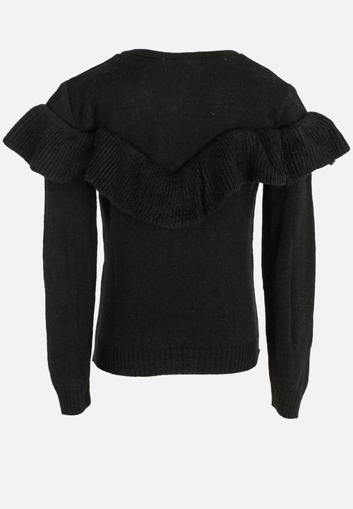 See-Saw - Pullover Jersey with Frill Black