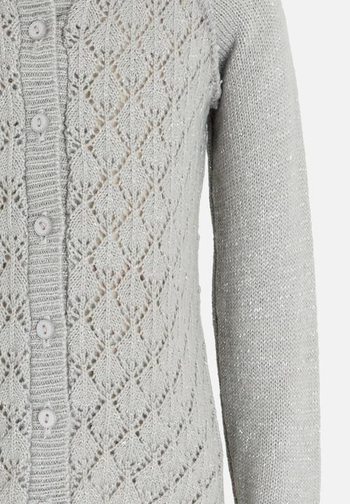 See-Saw - Pointelle Long Sleeve Cardigan Grey