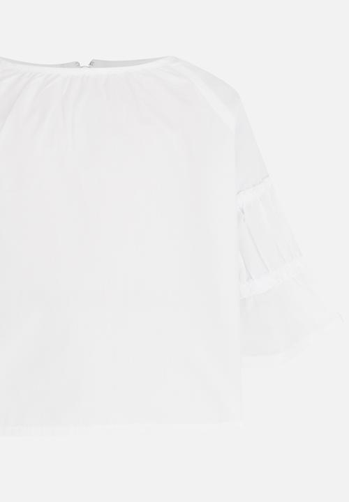 See-Saw - Tiered Sleeve Top White