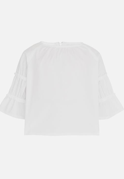 See-Saw - Tiered Sleeve Top White