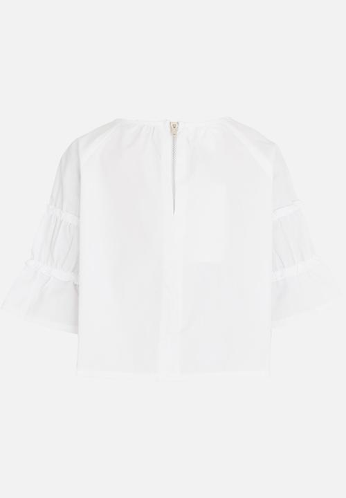 See-Saw - Tiered Sleeve Top White