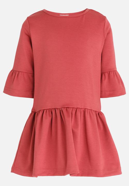 See-Saw - Fluted Sleeve Dress Burgundy
