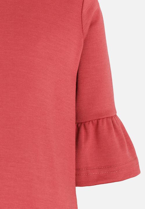 See-Saw - Fluted Sleeve Dress Burgundy