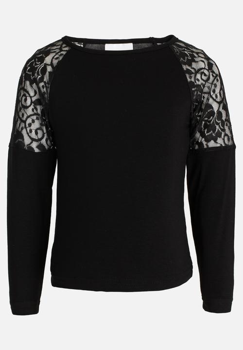 See-Saw - Lace Detail Top Black